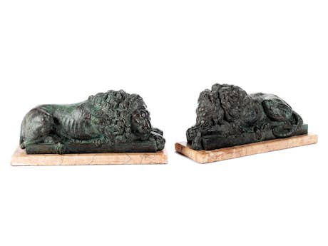 Paar Löwen in Bronzeguss